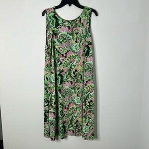Clara Sun Woo Green Floral Paisley Sleeveless Jersey Dress